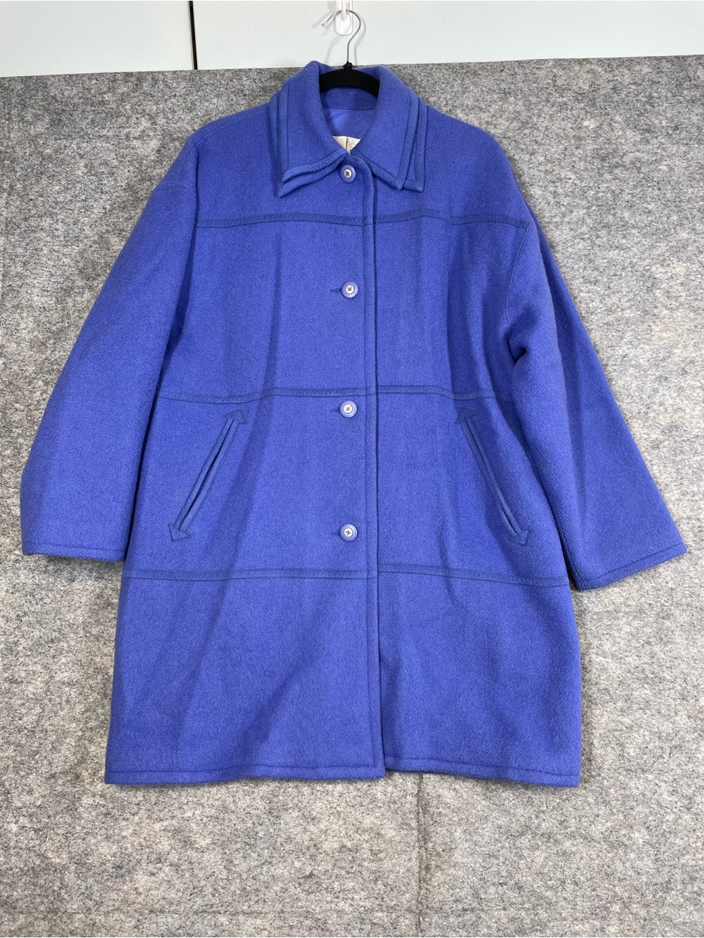 Vintage Linda Lundstrom Canada Blue Pure New Wool Coat Quiet Luxury Fall